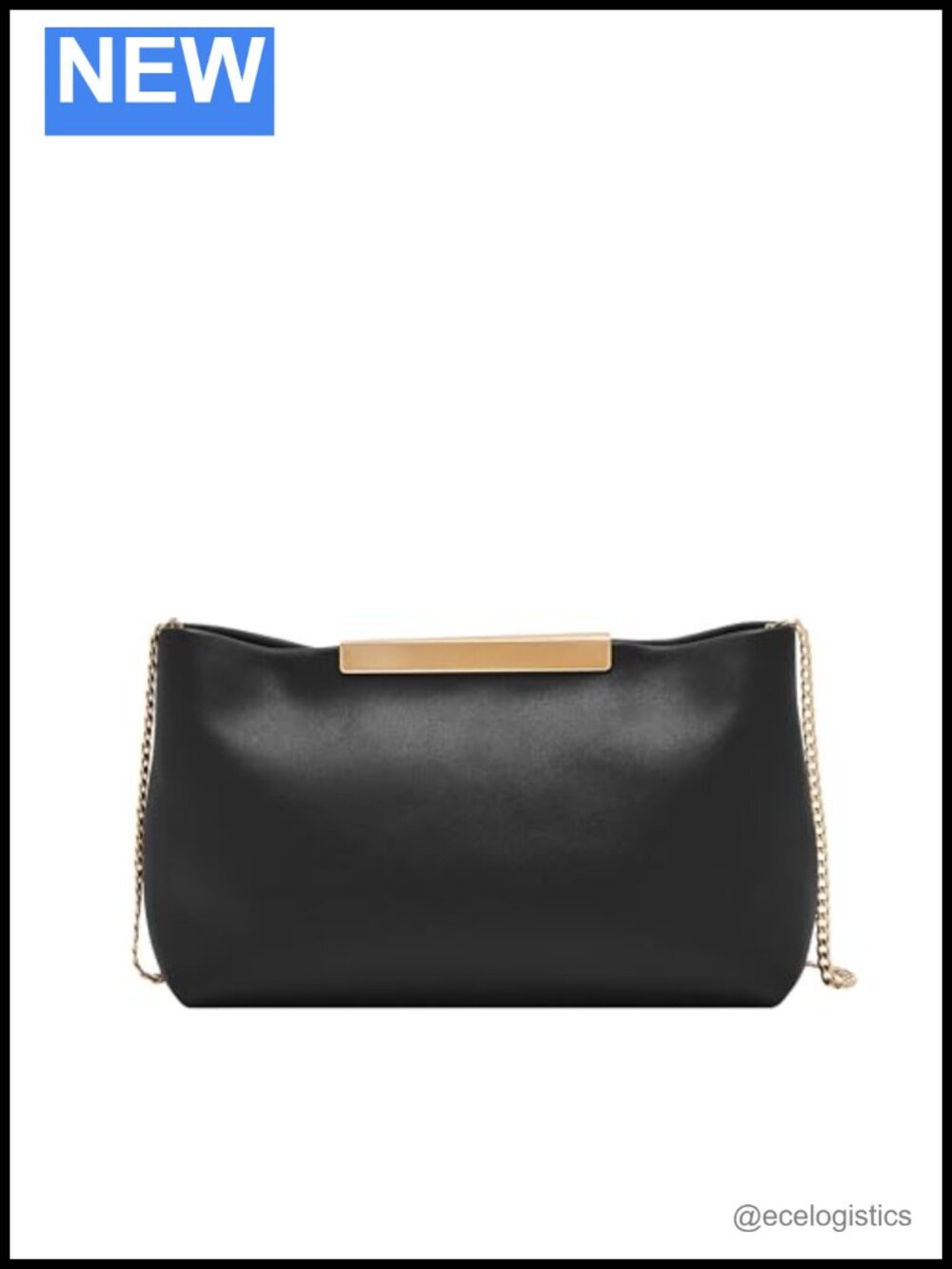 Genuine Leather Crossbody Clutch with Detachable Chain